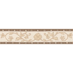 Bricoflor Tapetenbordüre Landhausstil mit Blumenmuster in Beige und Braun.