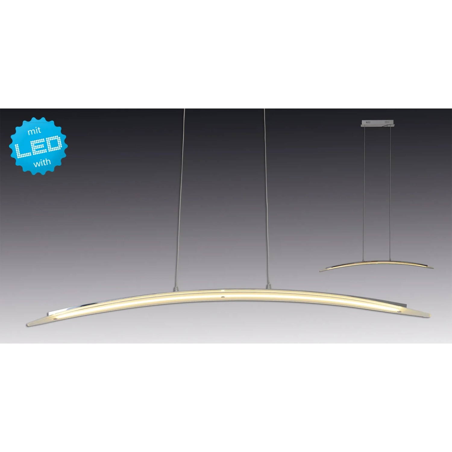 Moderne LED-Pendelleuchte Surf Chrom von Näve, dimmbare Hängeleuchte für Wohnräume.
