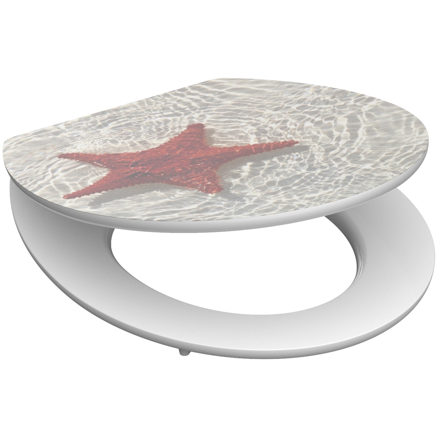 Schütte WC-Sitz Red Starfish Holzkern mit Absenkautomatik