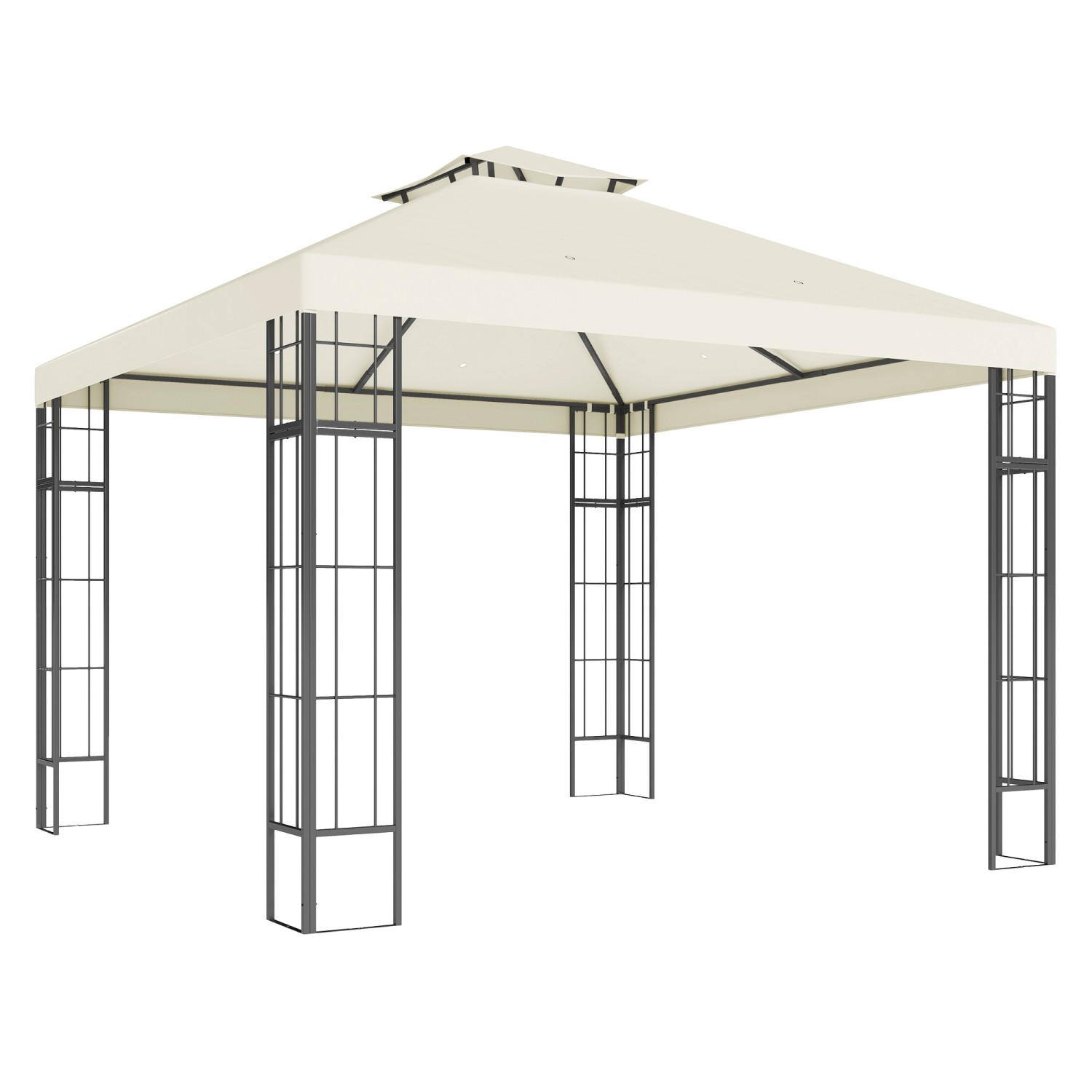 Outsunny Pavillon Metall Polyester Cremeweiß 298L x 298B x 279H cm günstig online kaufen