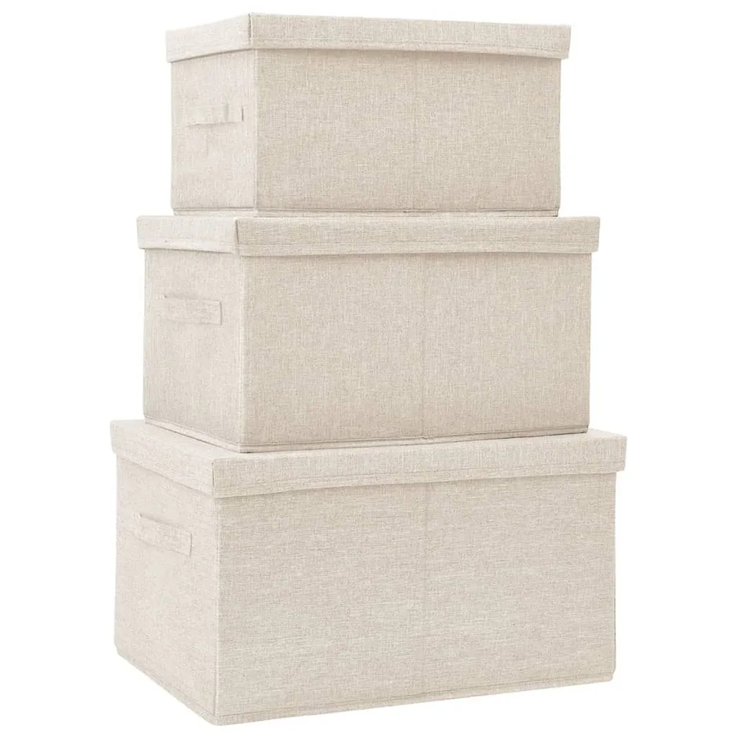 vidaXL 3-Tlg Aufbewahrungsboxen-Set Stapelbar Stoff Creme 332920