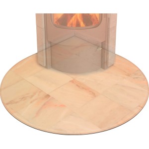 Hark Glasbodenplatte in Tropfenform mit Facettenschliff für Kaminöfen.