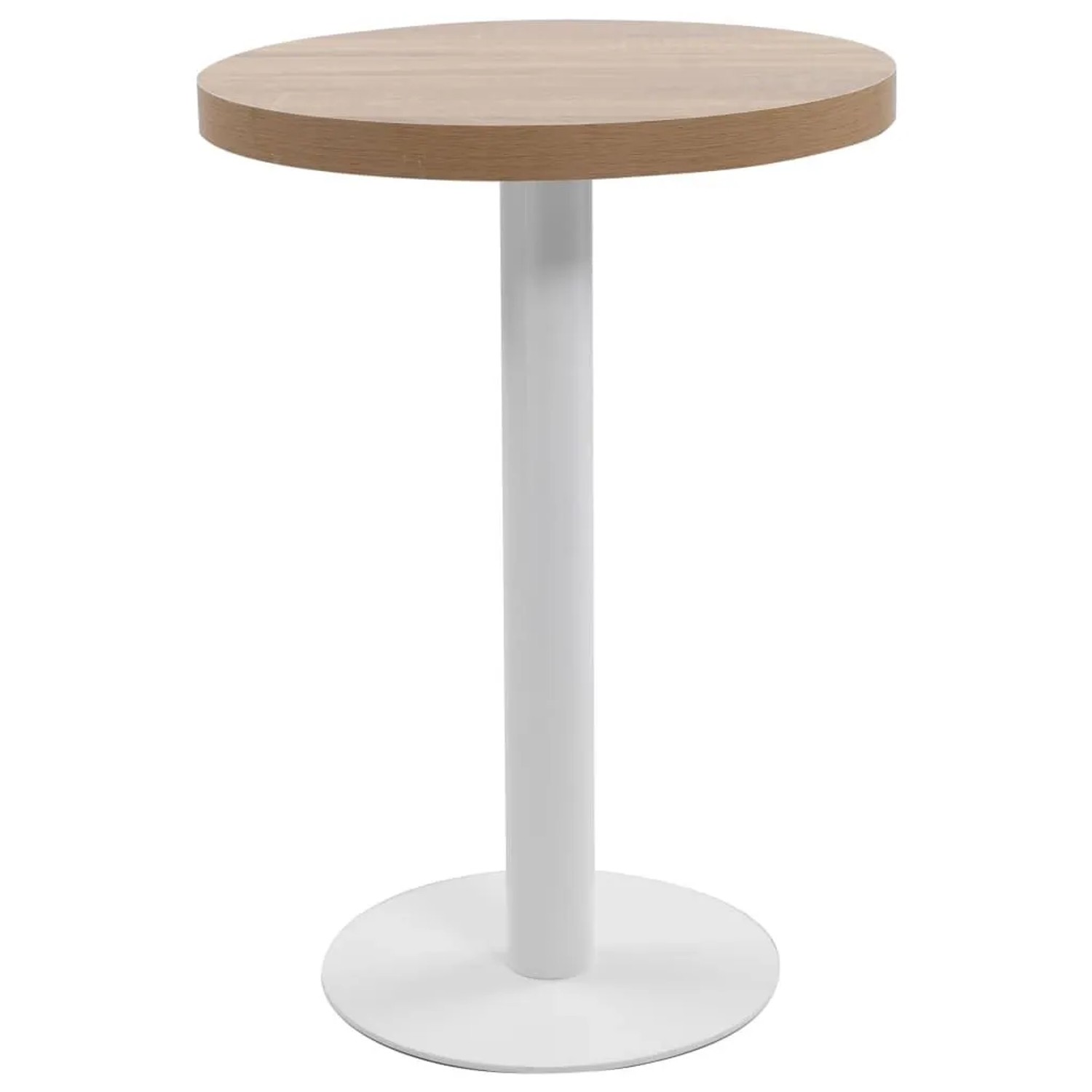 DELUKE Bistrotisch FLORI Rund Hellbraun/Weiß 60cm MDF Esstisch Kleiner Tisch Cafe Gartentisch Balkontisch Outdoortisch