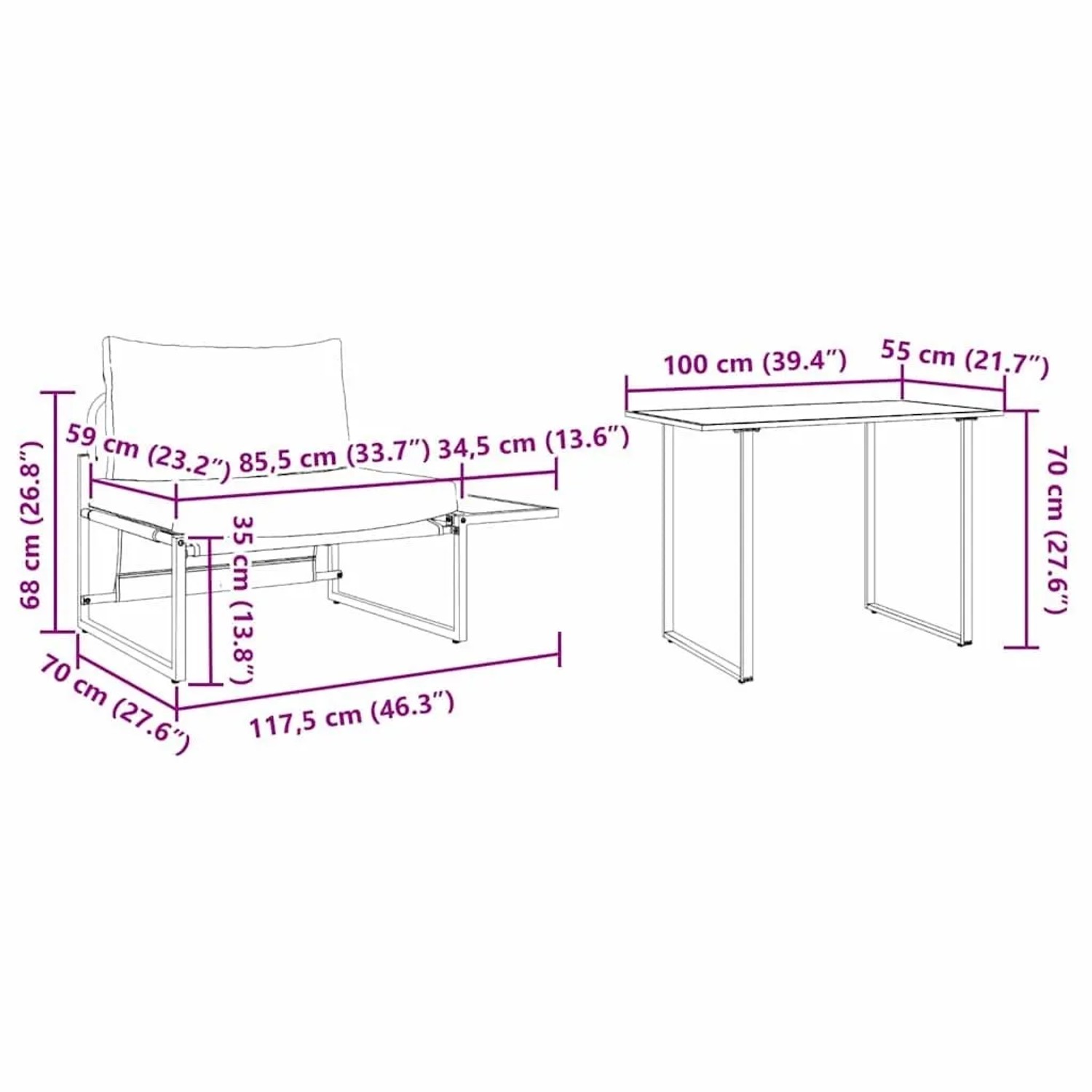 vidaXL Garten Essgruppe 2-Tlg Taupe Stahl 42004139_11