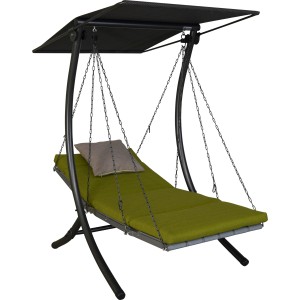 Angerer Hollywoodschaukel 1-Sitzer Luxus Smart Lime mit Sonnendach und Liegefunktion.