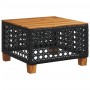 vidaXL Gartentisch: Schwarzes Poly Rattan mit Akazienholzplatte, Teil der 5-tlg. Sofagarnitur.
