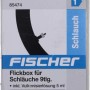 Fischer Flickbox Schläuche 9-teilig: Set mit Flicken, Vulkanisierlösung und Schleifpapier für Fahrradreifen.