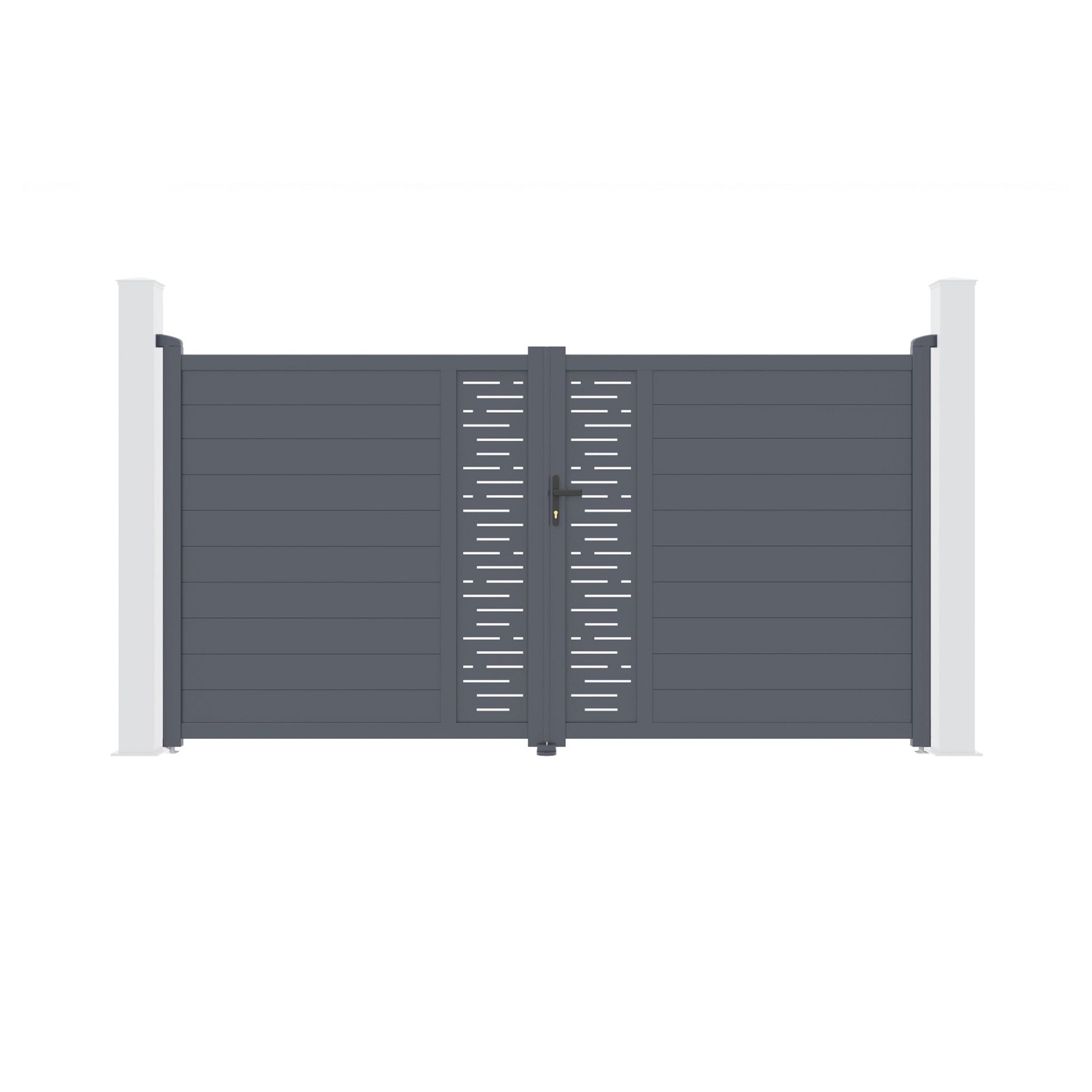Casanoov Flügeltor 3M Arlberg H 180Cm & 2 Pfosten H 190Cm Aluminium Grau günstig online kaufen