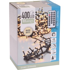 Verpackung einer Micro LED Lichterkette Cluster mit 400 warmweißen LEDs für innen und außen.