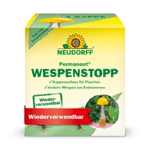 Neudorff Wespenstopp Permanent: Wespenfalle mit Flaschenaufsatz, wiederverwendbar und ohne Insektizide.