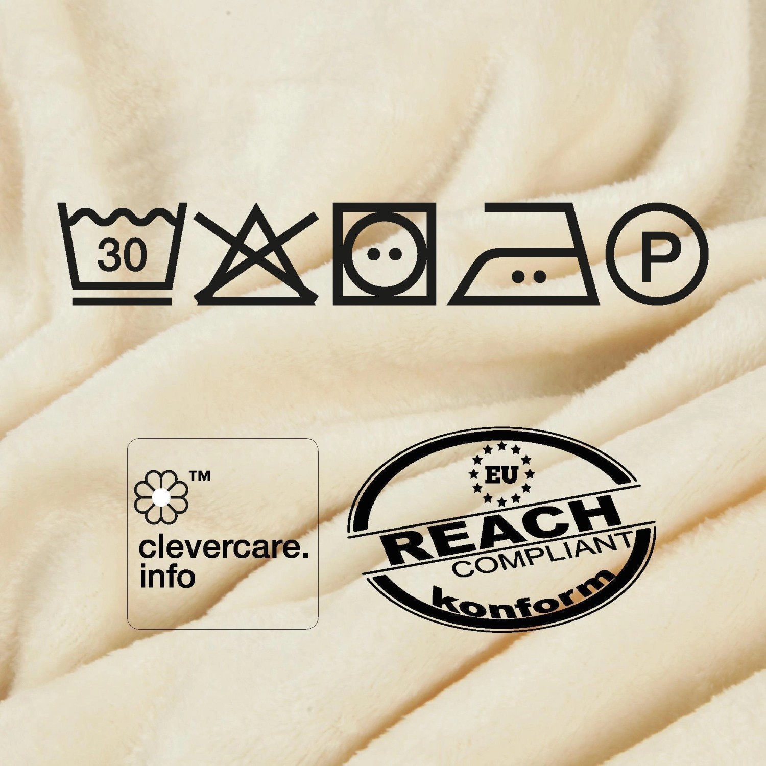 Pflegehinweise für Bestlivings Kuscheldecke Celina Rosa: Waschbar bei 30°, nicht bleichen, trocknergeeignet.