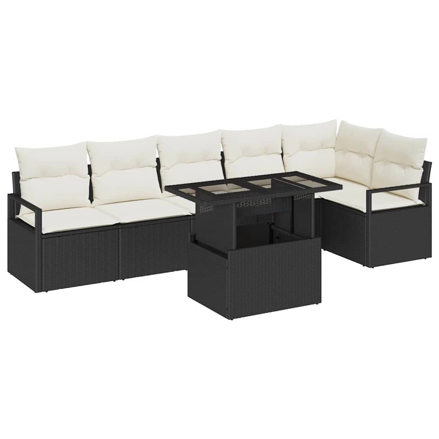 vidaXL Garten-Sofa-Set mit Speicher 7-Tlg Schwarz Poly Rattan 3357570 günstig online kaufen