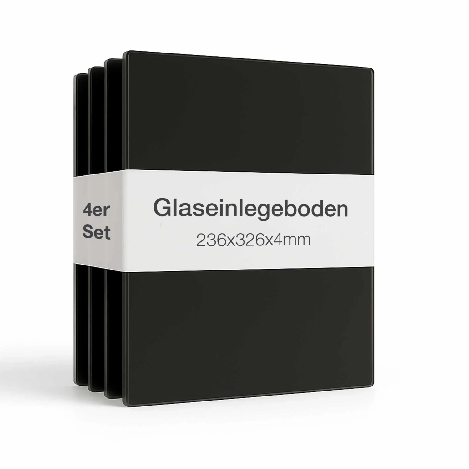 K-Möbel Glasboden-Erweiterungsset Schwarz für 1-Türige Standvitrine 4er Set ESG-Glas 32,6 x 23,6 cm inkl. Bodenträger
