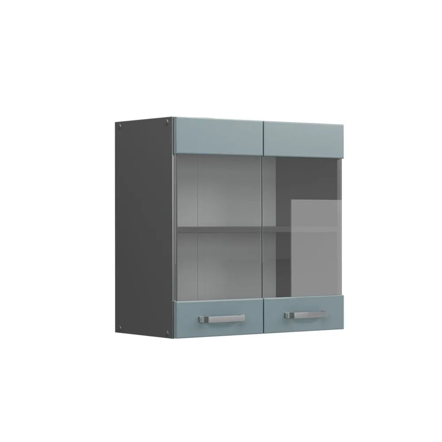 Vicco Küchenglasschrank R-Line Glashängeschrank Blau-Grau Anthrazit 60 cm