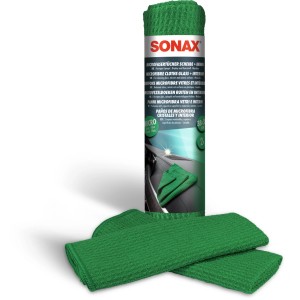 Sonax Microfasertücher (2 Stk.) für Autoscheiben und Innenraum, grün.