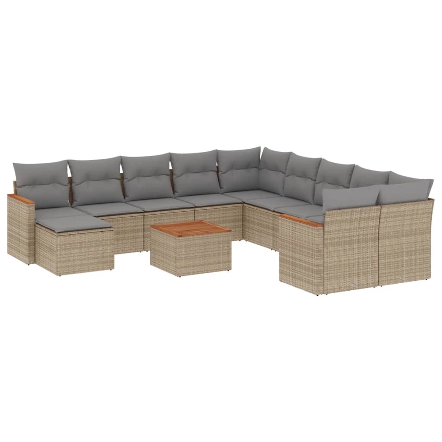 vidaXL 12-Tlg Garten-Sofagarnitur mit Kissen Beige Poly Rattan 3226577 günstig online kaufen