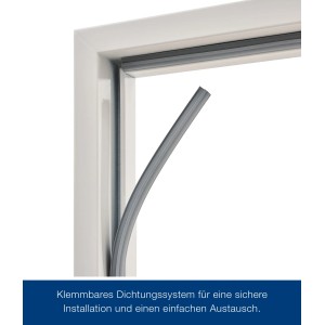 Detailansicht Hörmann ZK Türelement: Dichtungsprofil in weißer Stahlzarge. Innentür für Keller und Innenräume.