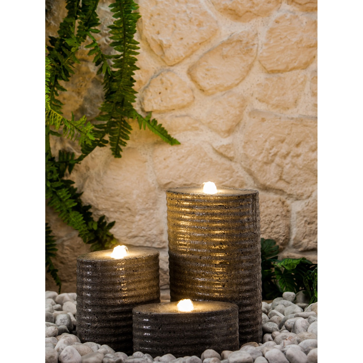Heissner Gartenbrunnen-Set Chicago LED