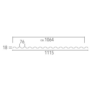 Technische Zeichnung: T&J PC-Spundwandplatte K76/18, Tejerepro Grün, Maße 5000x1115 mm.