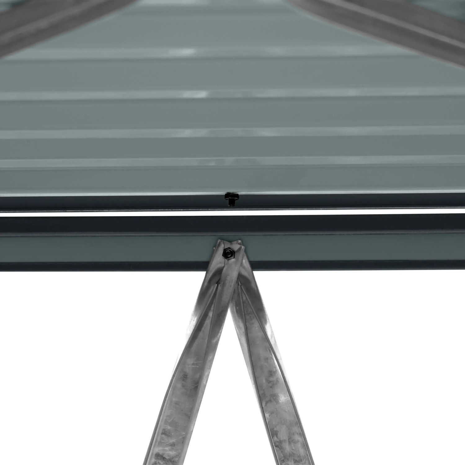 Detailansicht der anthrazitfarbenen Axi Mülltonnenbox Owen aus Metall, geeignet für 240 l Tonnen.
