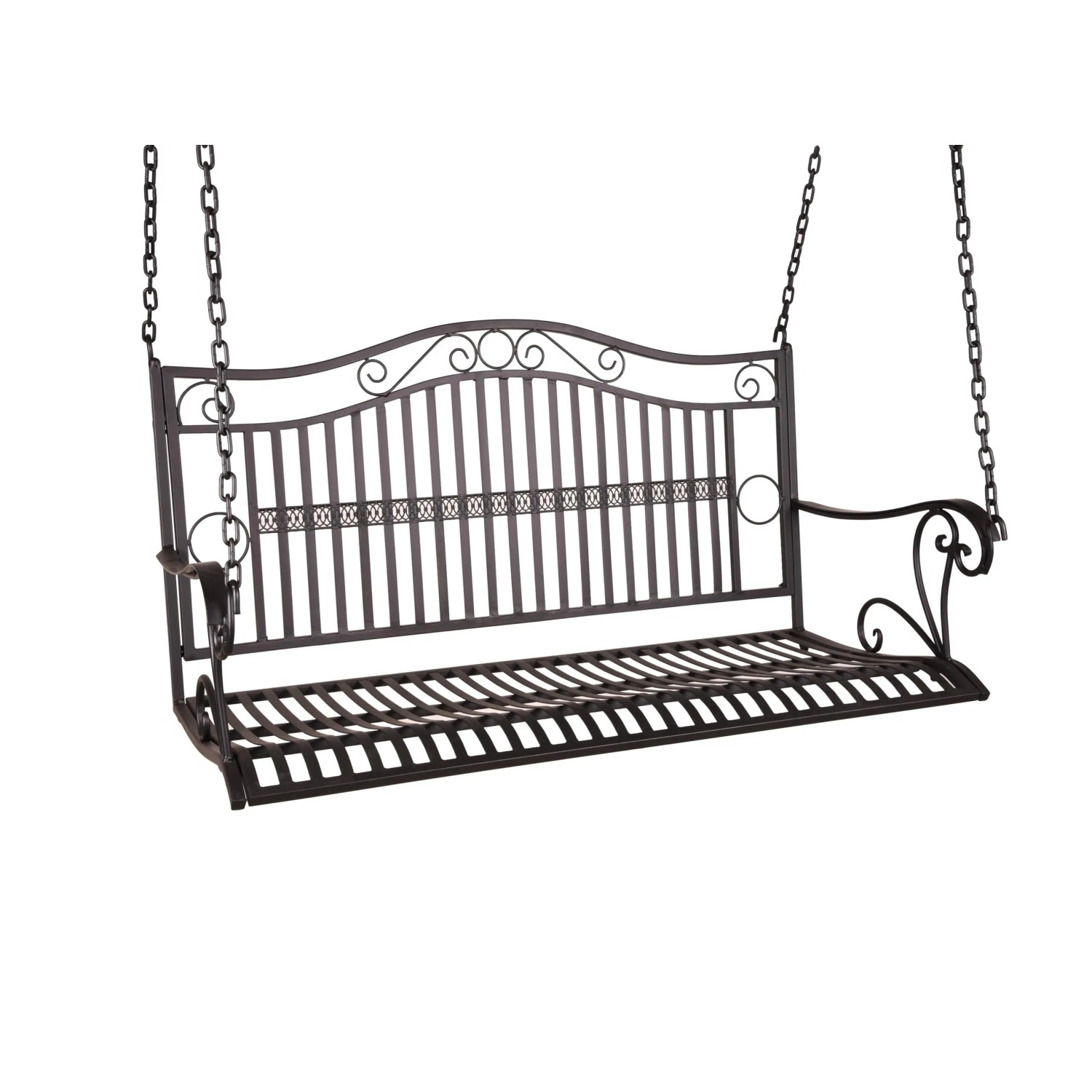 DELUKE Garten-Hängebank SILVIA 114cm Breit Eisen Schwarz Hängebank Garten Wetterfest Sitzbank Outdoor