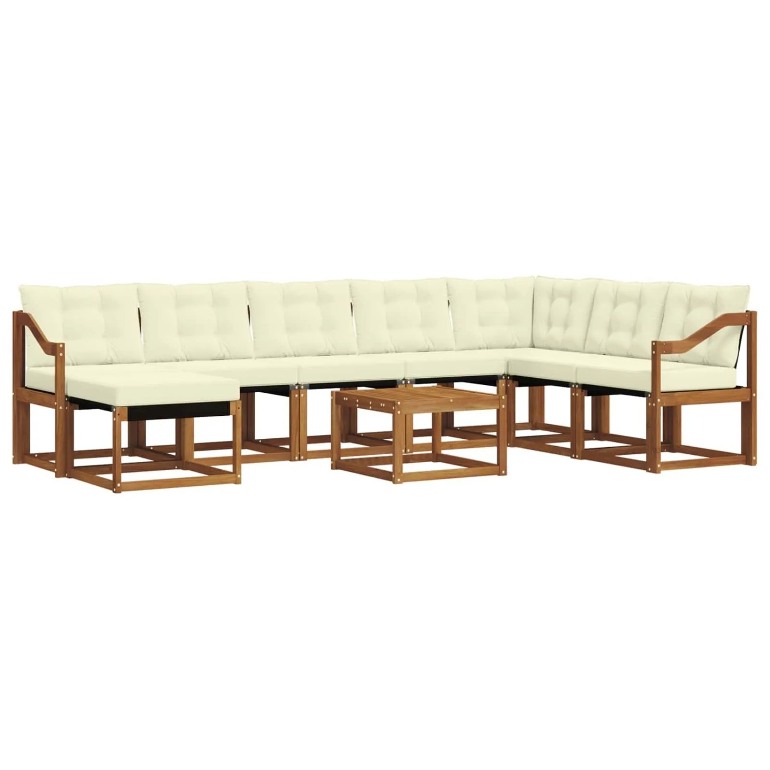 vidaXL Outdoor-Sofagarnitur mit Kissen 9-Tlg Natur und Creme 3368985