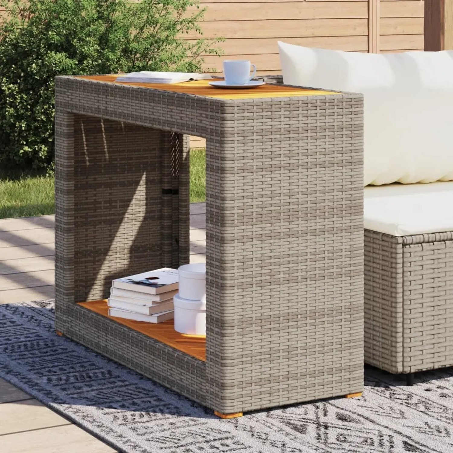 vidaXL Outdoor Beistelltisch Akazienholz Poly Rattan Grau 366307 kaufen bei OBI