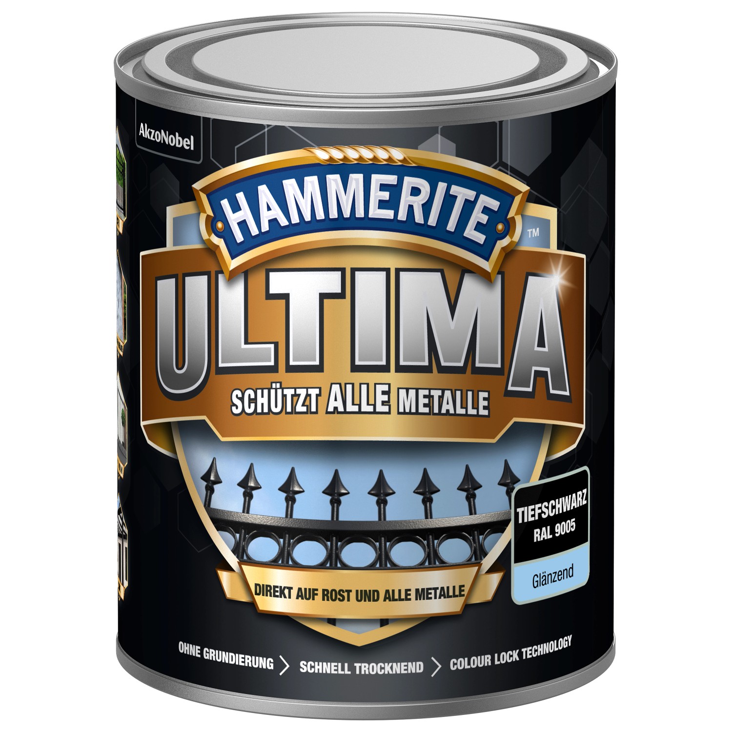 Hammerite Ultima Premium Metall-Schutzlack glänzend Tiefschwarz 750 ml günstig online kaufen