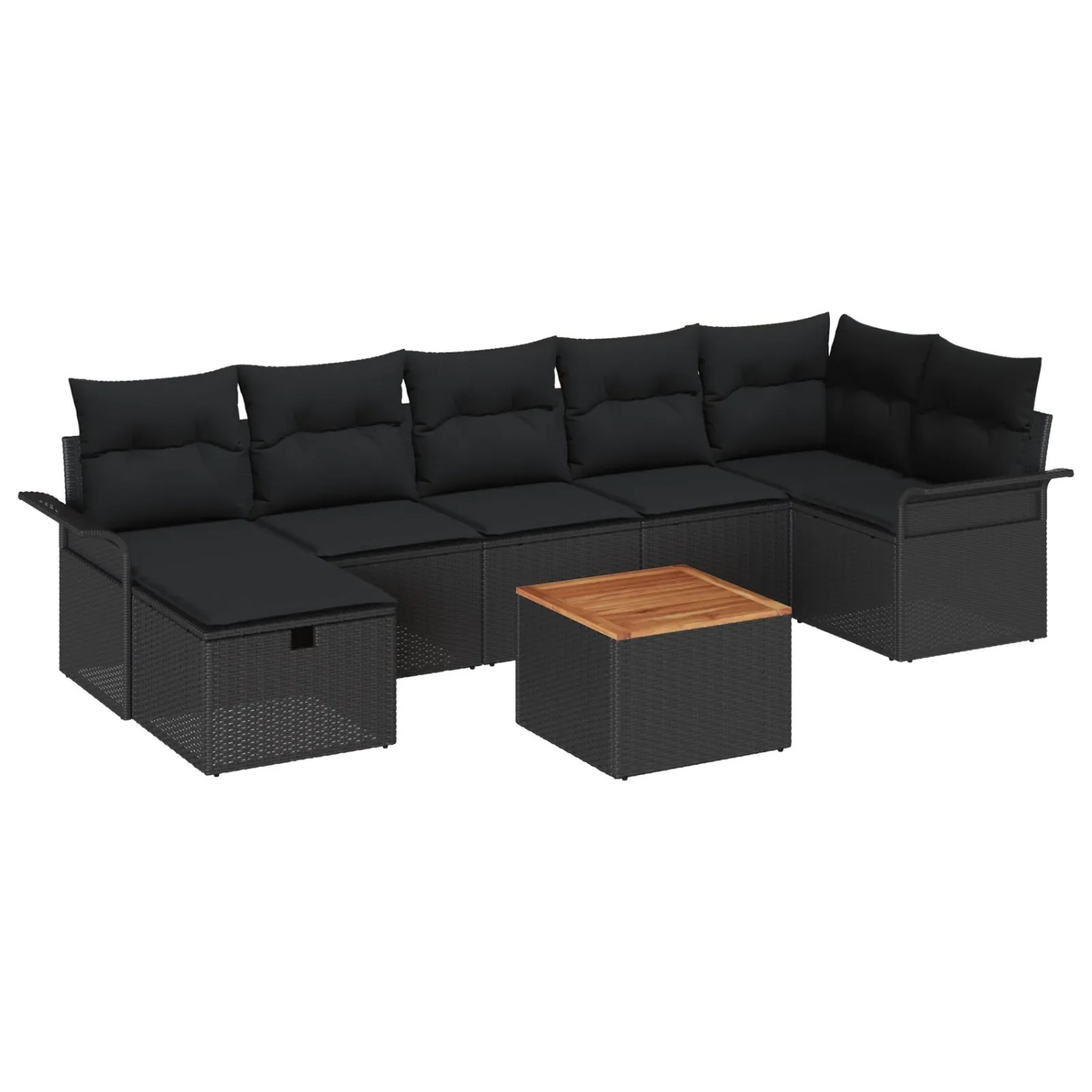 vidaXL Garten-Sofa-Set mit Kissen 8-Tlg Schwarz Poly Rattan 3360796