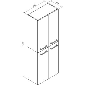 Fackelmann Badmöbel Doppel-Hochschrank B.Round 60 cm Weiß