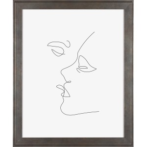 MDF-Bilderrahmen Venezia Silber 40x50 cm mit Linien-Kunstwerk.