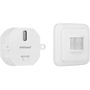 Smartwares Funk-Bewegungsmelder mit Einbauschalter (1000W) in Weiß für die Hausfunksteuerung.