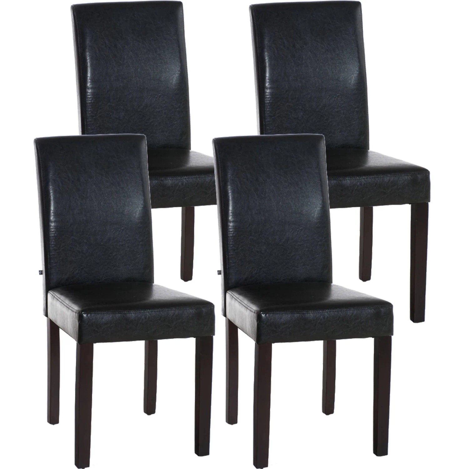 DELUKE 4er Set Esszimmerstuhl DALAN Kunstleder Braun 41x47x91cm Dunkelbraun Essstühle Esszimmerstühle Küchenstühle Wohnzimmerstühle