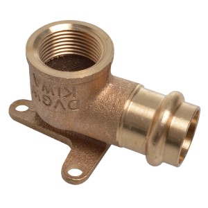 Kirchhoff RG-Wandscheibe, 15mm x 18,7mm, Rotguss Pressfitting mit Muffe und Wandbefestigung.