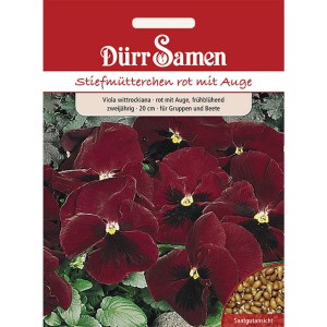 Dürr Samen Stiefmütterchen Rot mit Auge, zweijährig, Saatguttüte.