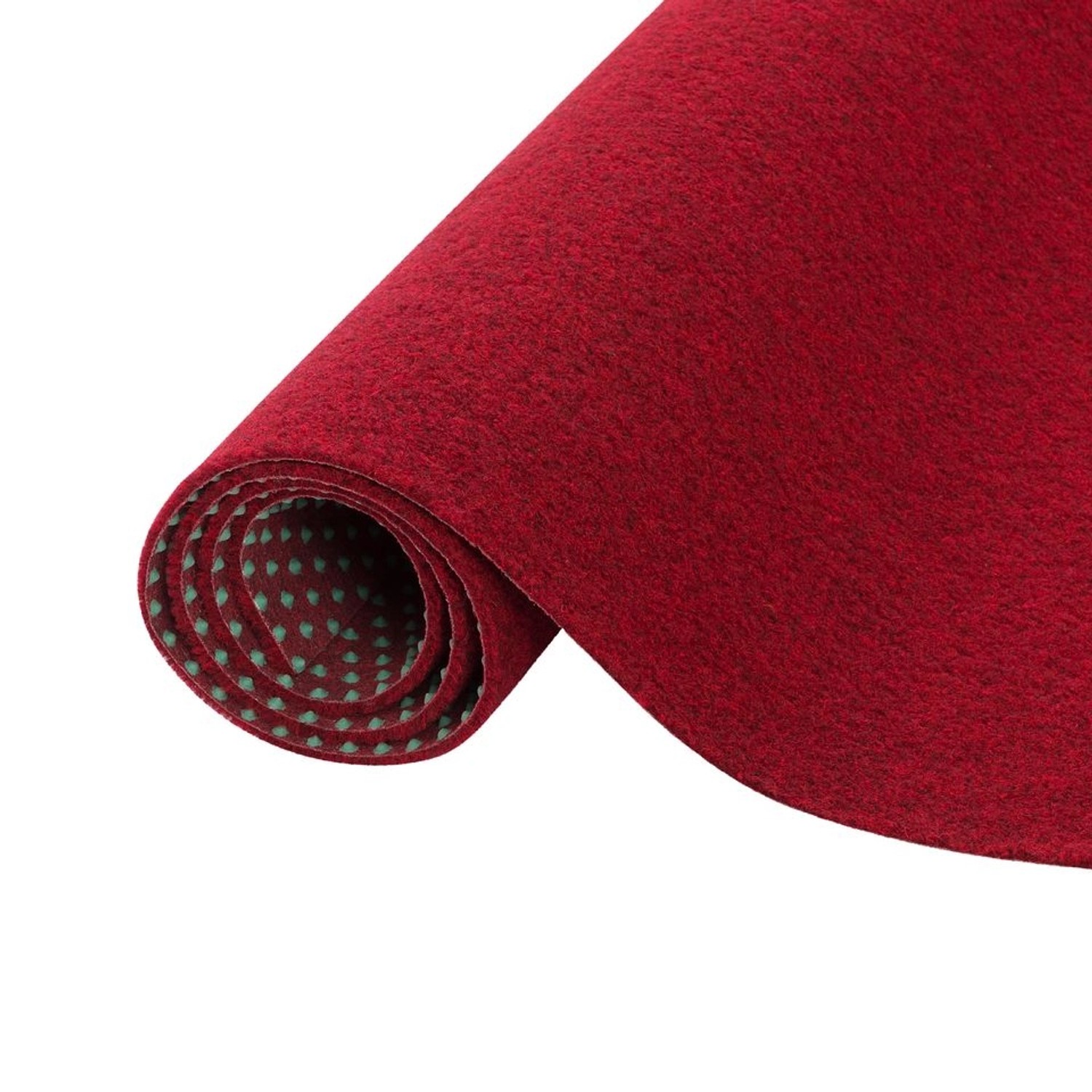 Gerollter, roter Snapstyle Kunstrasen Rasenteppich Kingston 200x100cm mit Noppen.