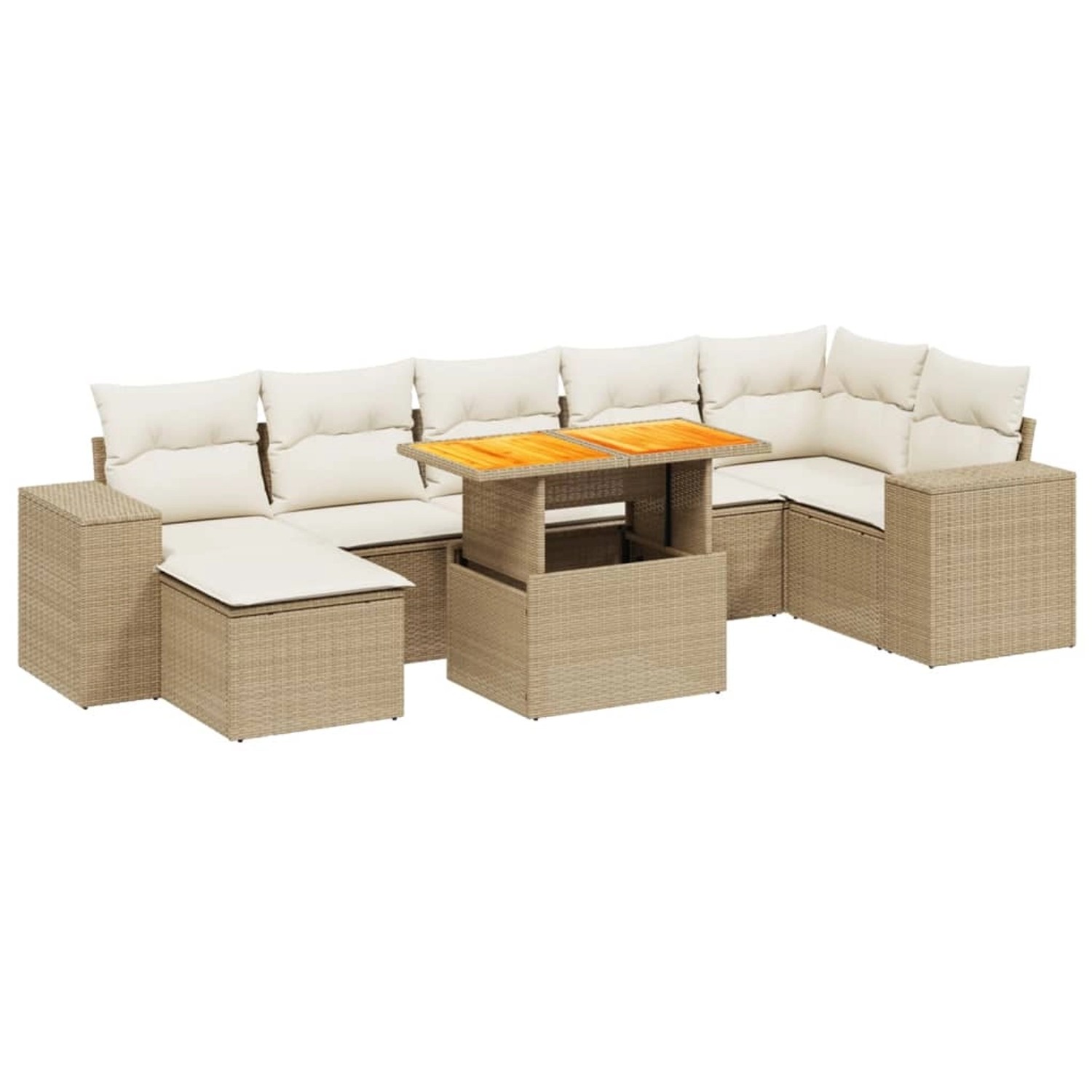 vidaXL 8-Tlg Garten-Sofagarnitur mit Kissen Beige Poly Rattan 3272745 günstig online kaufen