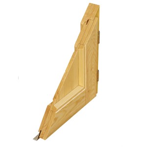 Holz-Nebeneingangstür NET 501-88 Fichte Natur, 88x200 cm, Anschlag rechts, Detailansicht.