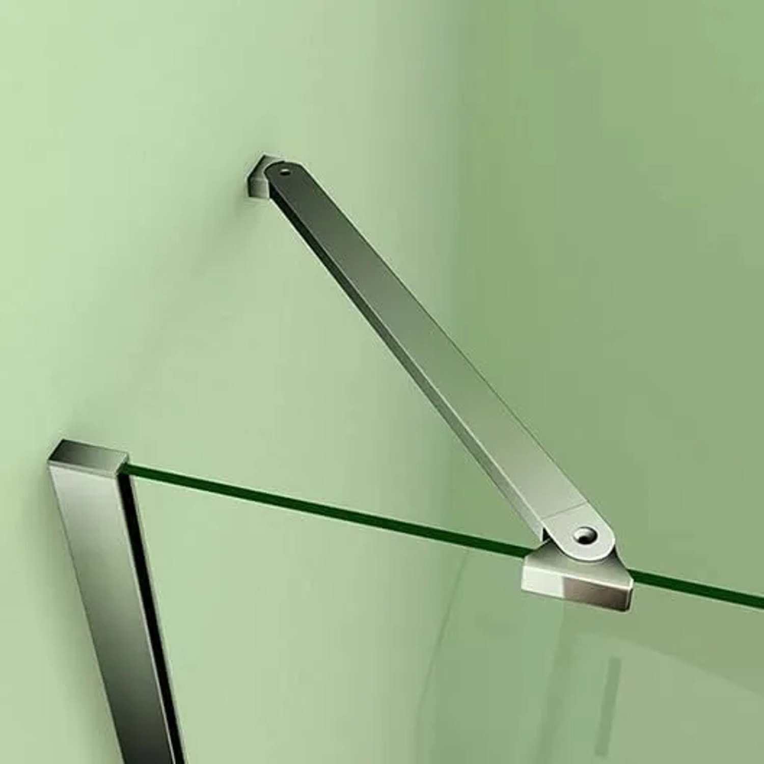 Detailaufnahme: Badewannenaufsatz mit Aluminiumrahmen und Klarglas-Seitewand.