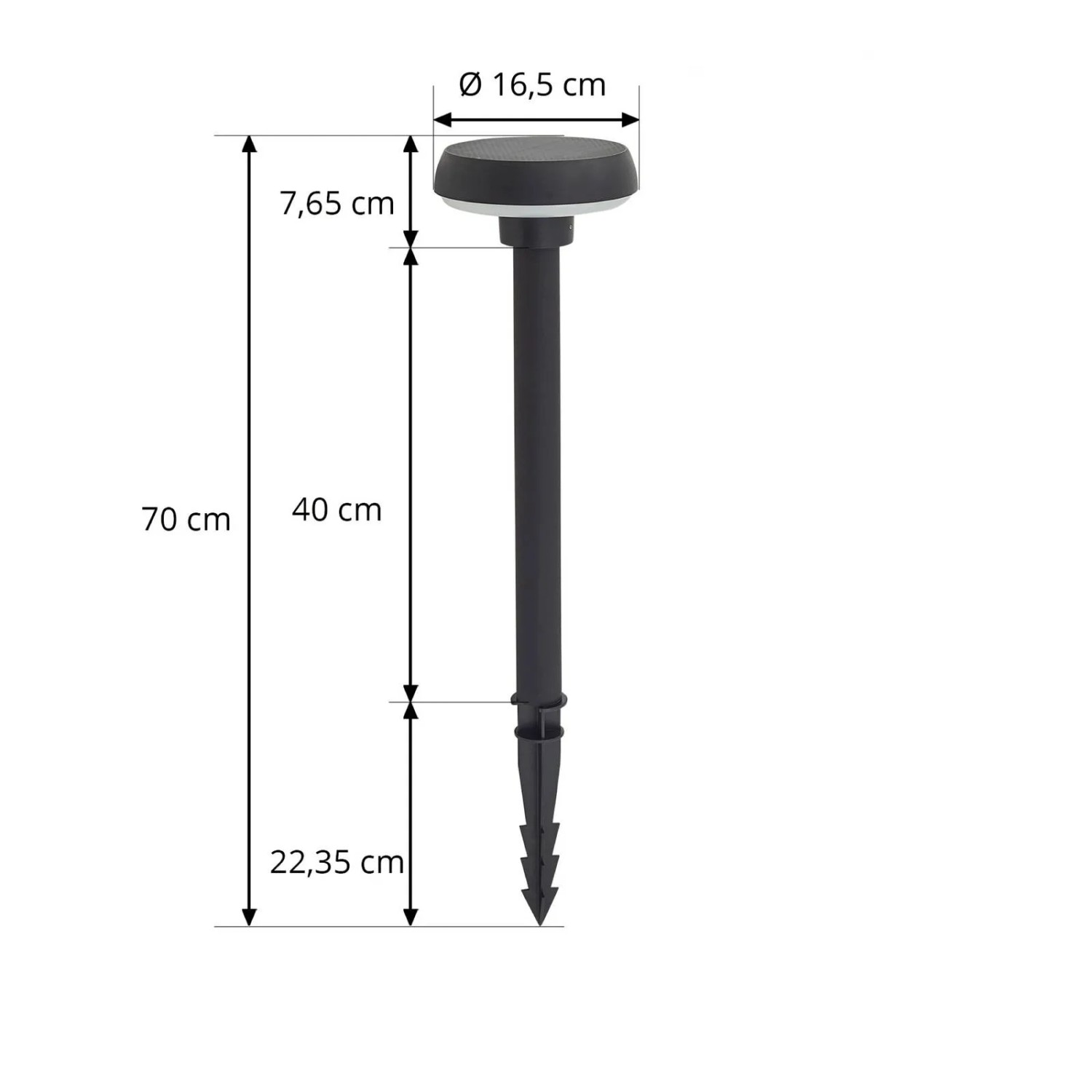 Lindby LED Solarleuchte Brinca, schwarz, mit Bewegungsmelder, 70cm hoch. Solar-Deko für Garten und Terrasse.