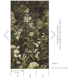 A.S. Creation Fototapete Natur Floral in Creme-Grün, 1,59x2,8m, mit floralem Muster für Wandgestaltung.