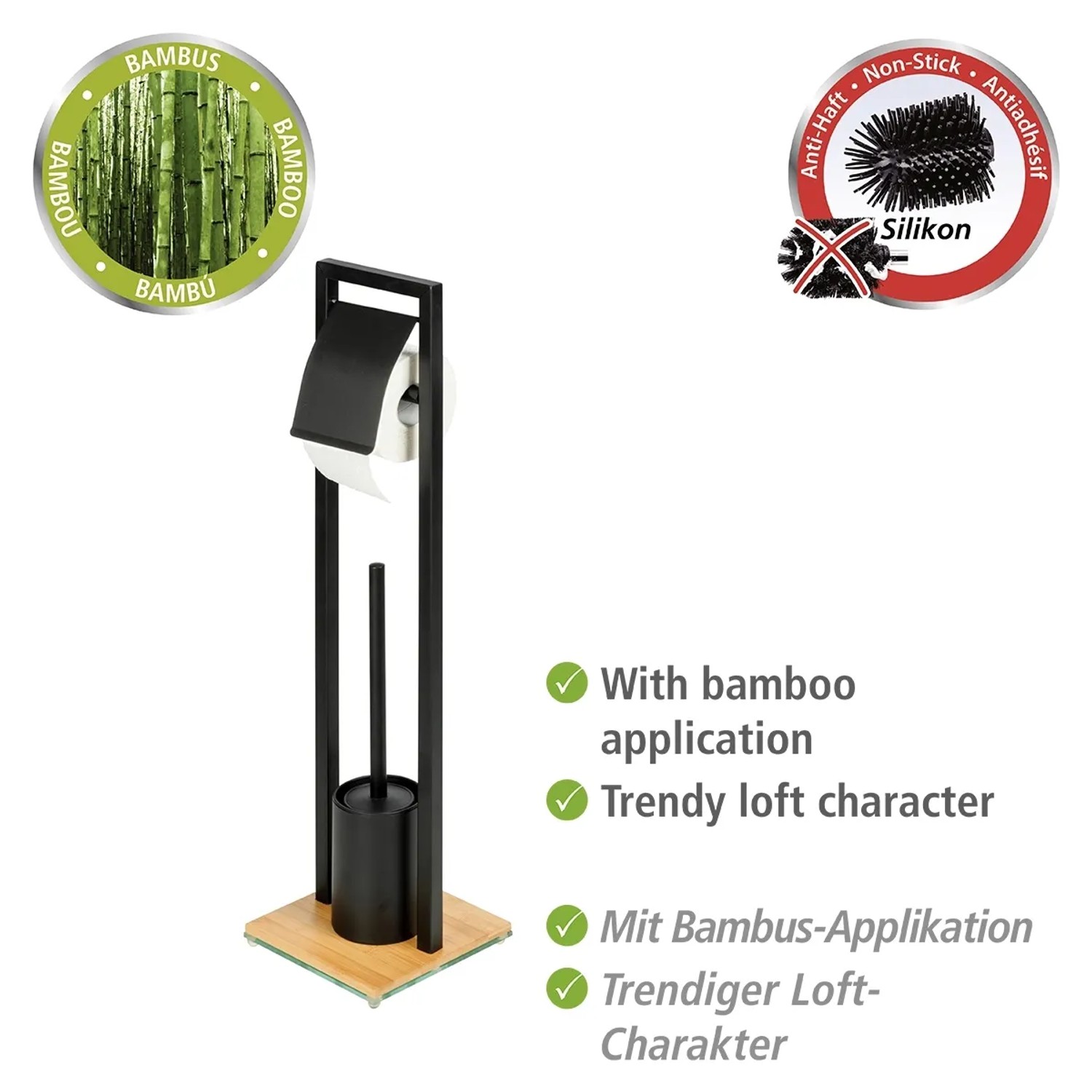 WENKO Stand WC-Garnitur Bambusa Bambus 18 x 72,5 x 18 cm kaufen bei OBI