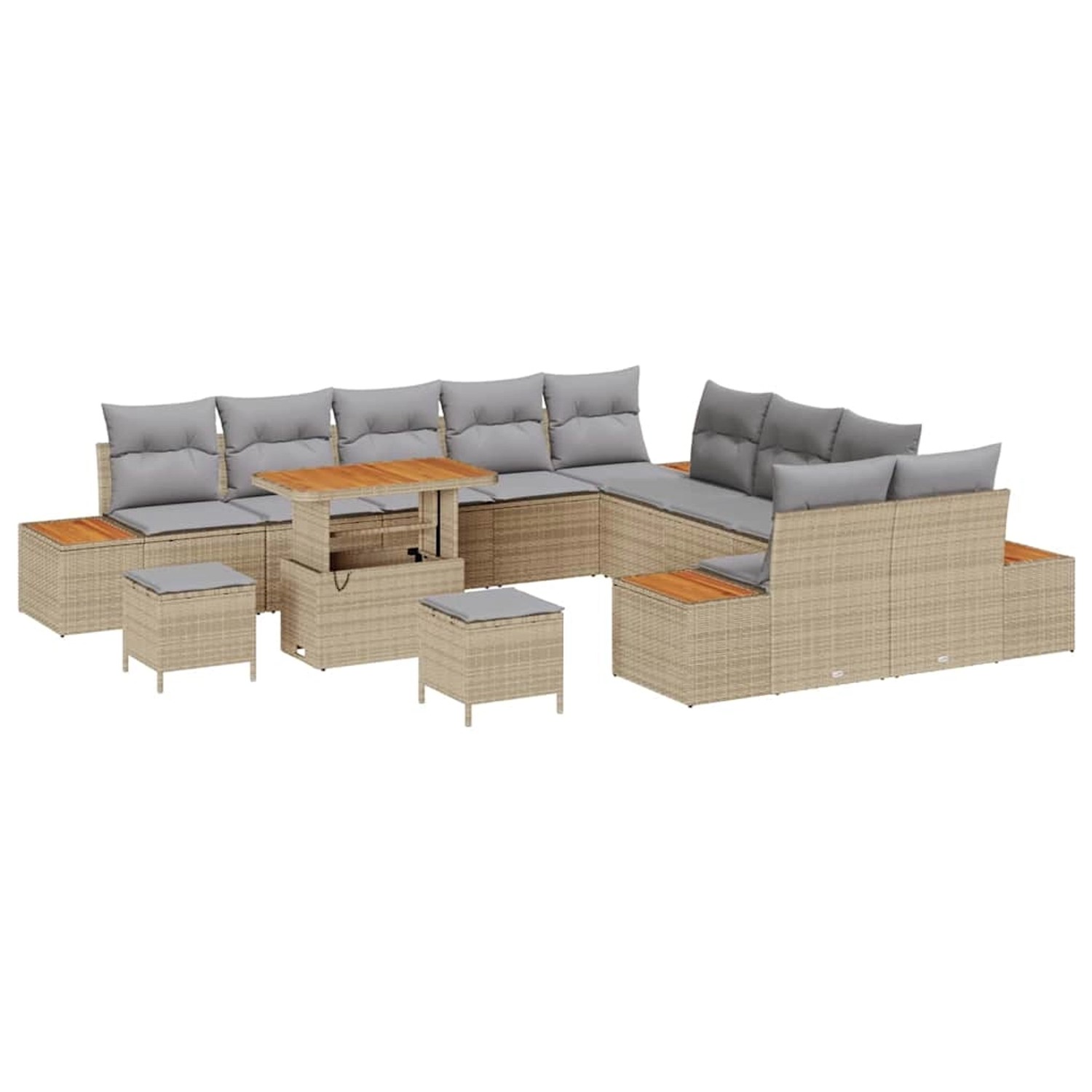 vidaXL Garten-Sofa-Set mit Kissen 13-Tlg Beige Poly Rattan 3362977 günstig online kaufen