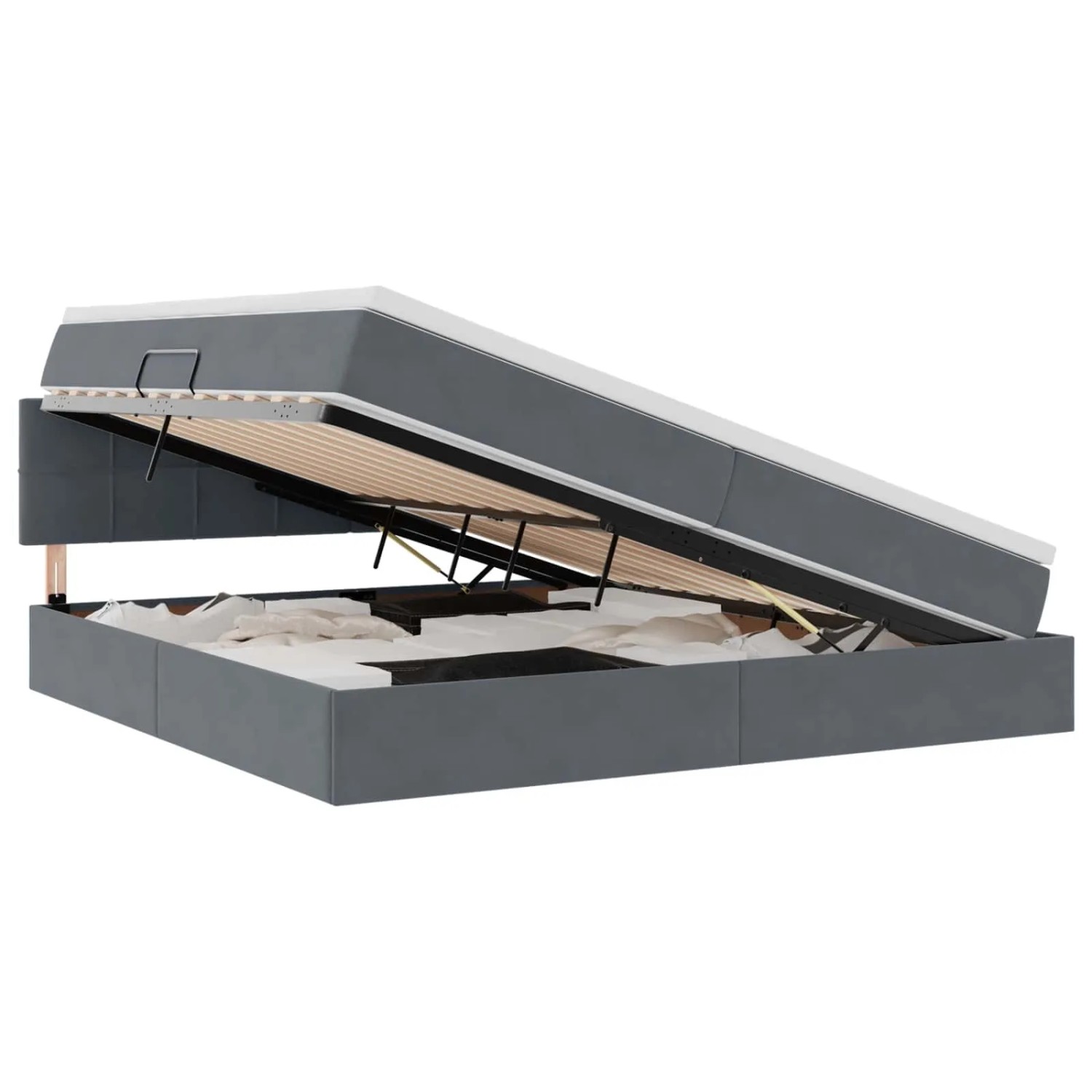 vidaXL Stauraumbett mit Matratze Dunkelgrau 200 x 200 cm Samt 3370780 günstig online kaufen