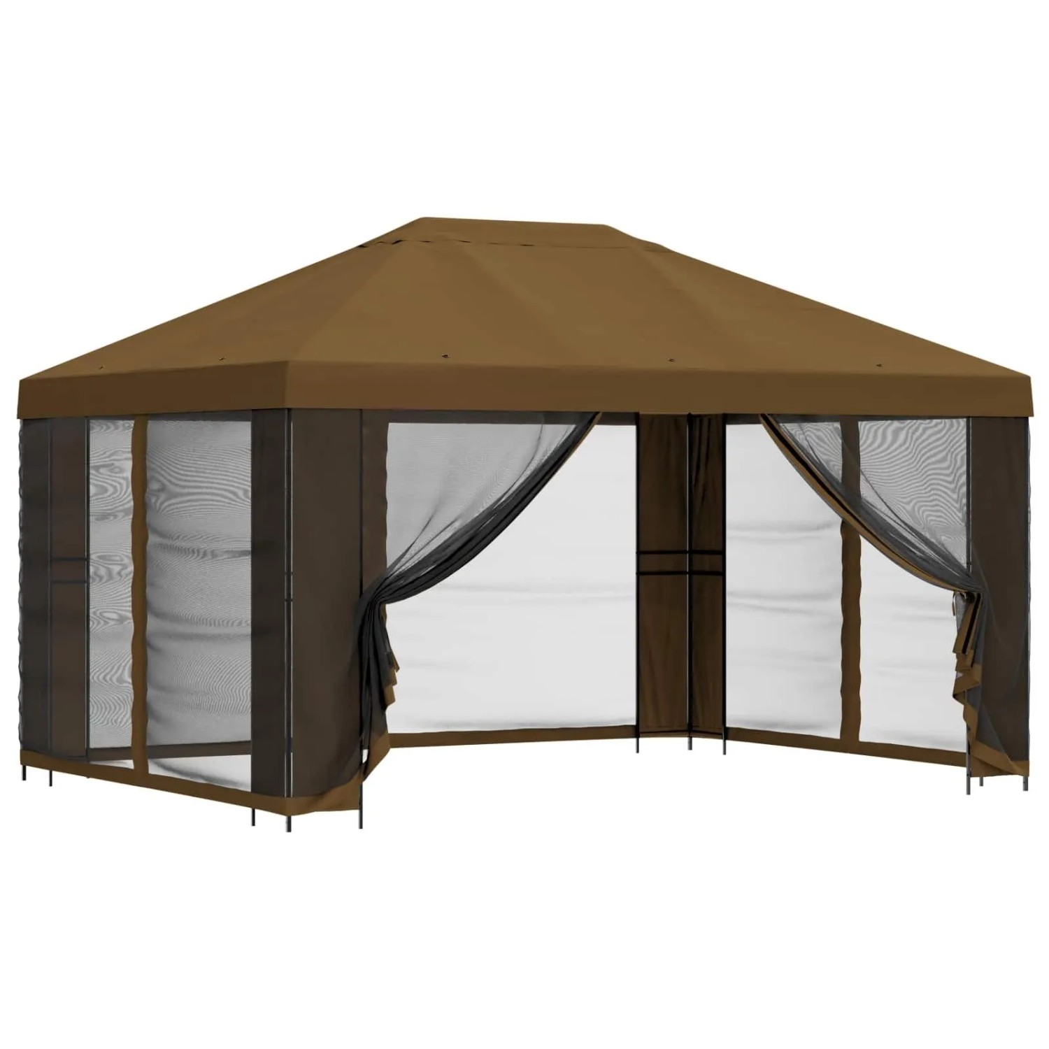vidaXL Garten Pavillon mit Seitenwänden 4 x 3 m Taupe 900390