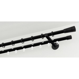 Gardinia Gardinenstange Chicago, Innenlauf, Ø 20 mm, Schwarz-Matt, 2-läufig mit Zubehör.