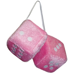 Rosa Airflair Lufterfrischer Funky Dice Cherry für Auto, Wohnraum oder Keller.