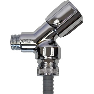 Schell Geräteschrägsitzventil Comfort, verchromt, mit Belüfter für Waschgeräte.