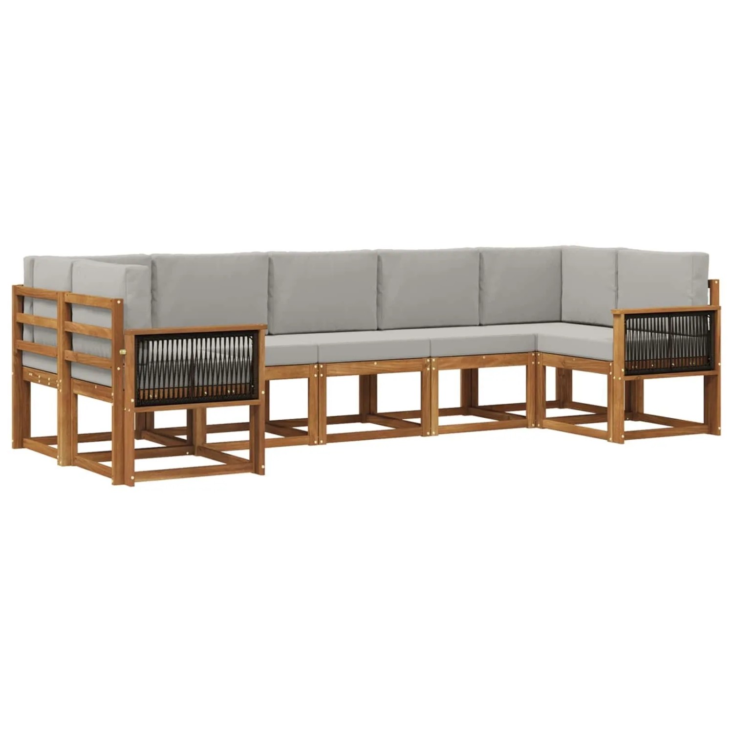 vidaXL Outdoor-Sofagarnitur mit Kissen 7 Stk Natur und Hellgrau 3385512