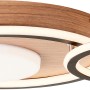 Moderne LED-Deckenleuchte Karney in Schwarz und Holz, 57x40 cm, warmweißes Licht.